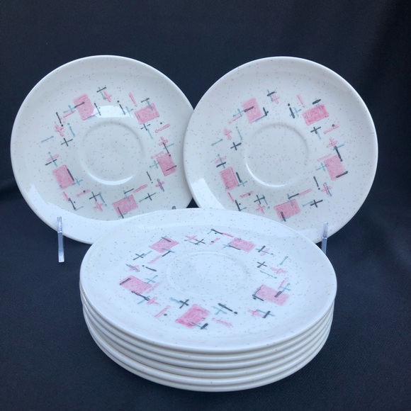 Vernon’s Tickled Pink Saucers - Set of 8 - Picture 2 of 7